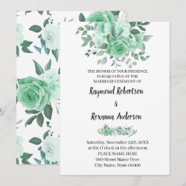 Convite Chic para Casamento de Rosas Verdes