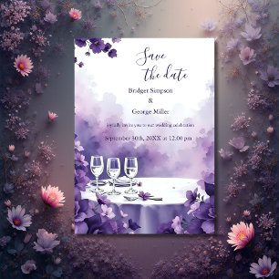 Convite Chic Paris e Purple Floral Casamento seguro