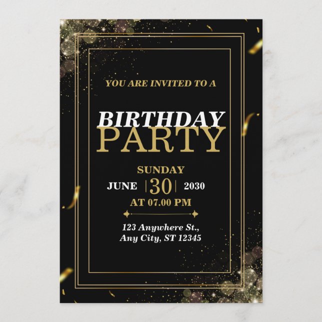 Convite “Chic Pastel Birthday Invite – Modern Stylish Card (Frente)