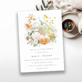 Convite Chic Pastel Wildflower Pumpkin Watercolor Casament