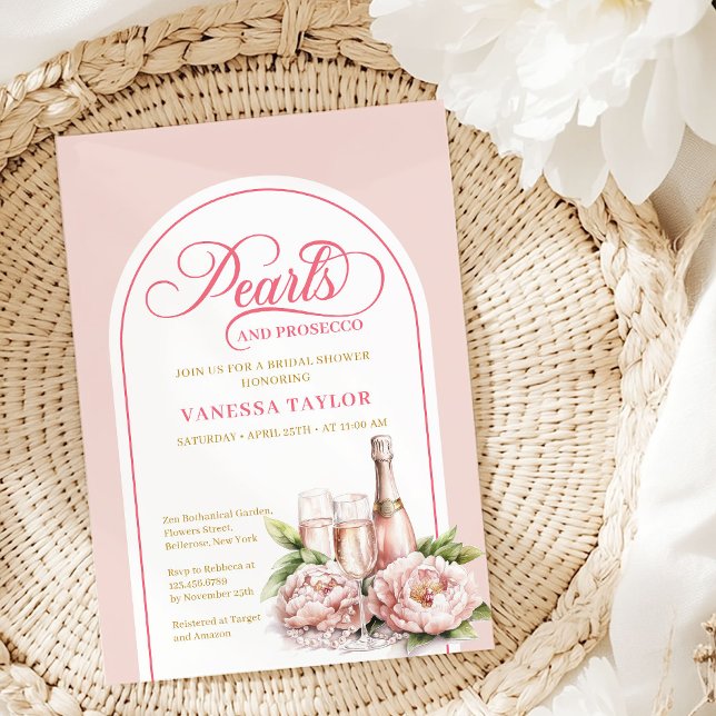 Convite Chic Pearls and Prosecco Bridal Invitation Invite (Chic Pearls and Prosecco Bridal Invitation Invite)
