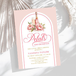Convite Chic petals and prosecco blush gold shower invite