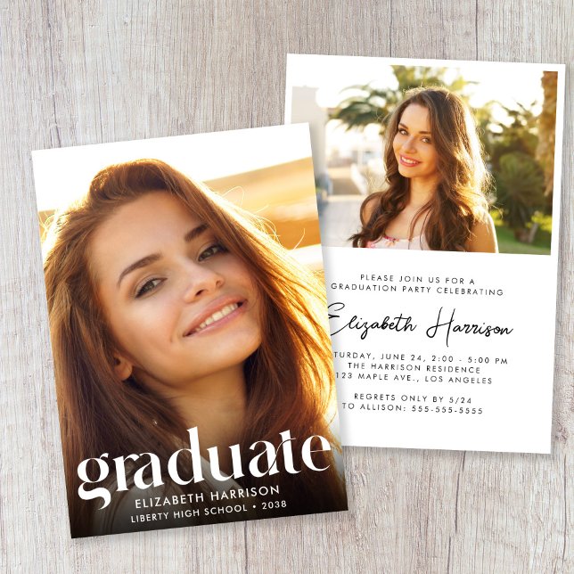 Convite Chic Photo Graduation Party (Chic Photo Graduation Party Invitation)