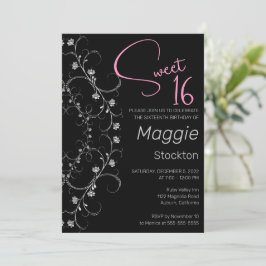 Convite Chic Pink e Silver Sweet 16
