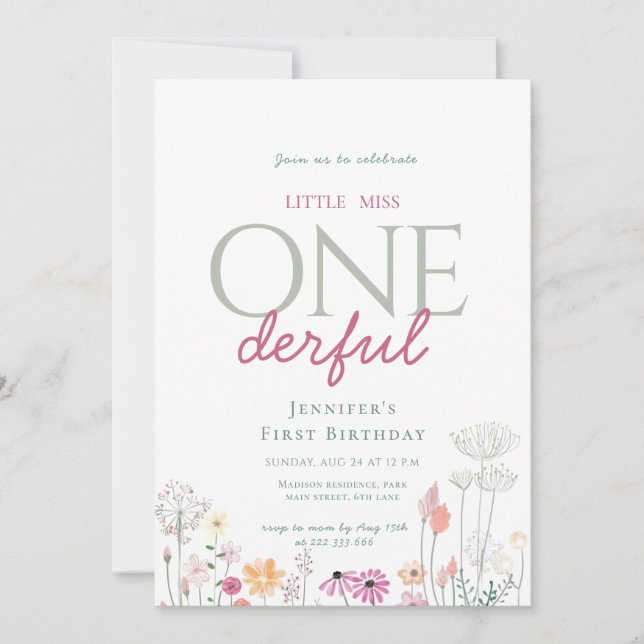 Convite Chic Pink Encantado Pequeno Aniversário Maravilhos (Frente)