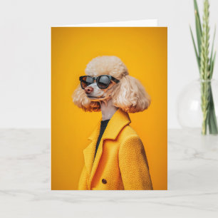 Convite Chic Poodle em óculos escuros e Casaco amarelo
