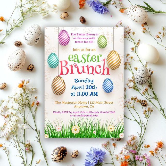 Convite Chic Pretty Watercolor Egg Hunt & Easter Brunch (Criador carregado)