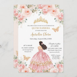 Convite Chic Quinceañera Blush Rosa Dourado