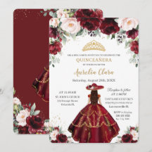 Chic Quinceañera Burgundy Blush Floral Charro Dour