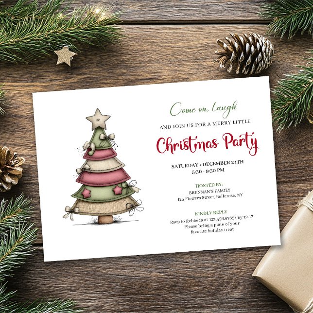 Convite Chic Quirky Christmas Tree Holiday Party Invite (Chic Quirky Christmas Tree Holiday Party Invite)