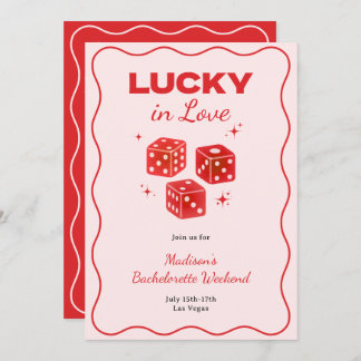 Convite Chic Red Pink Lucky In Love Bachelorette Itinerary