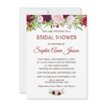 Chic Rustic Burgundy Marsala Chá de panela Floral