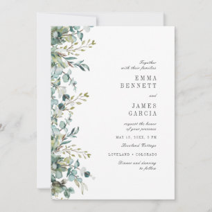 Convite Chic Sage Aquarela Eucalipto Verdura Casamento I