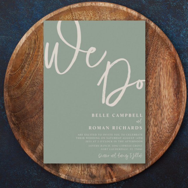 Convite Chic Sage Green & Beige Wedding (Criador carregado)