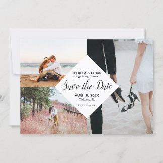 Convite Chic Salve o Casamento de Colagem de Fotos de Data