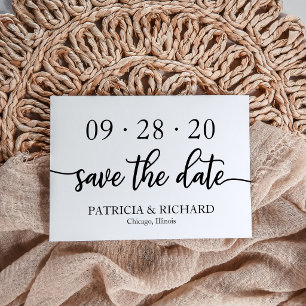 Convite Chic Script Casamento Preto e Branco Salve a Data