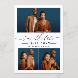 Convite Chic Script Casamento Salvar Data 3 Colagem de Fot