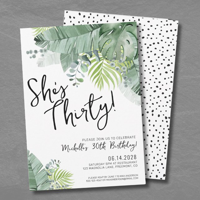 Convite Chic Script Trinta 30º Aniversário (Chic Script Thirty 30th Birthday Invitation)