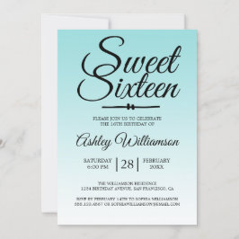 Convite Chic Sea Shell Blue Ombre Sweet 16 16º Aniversário