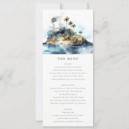 Convite Chic Seascape Palm Tree Island Menu Card