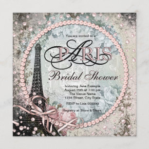 Convite Chic Shab Paris Chás de Noiva