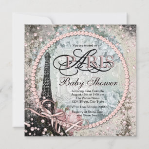 Convite Chic Shabby Paris Baby Shower