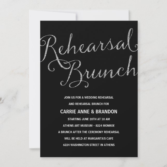 Convite Chic Shimmer | Ensaio Faux Silver Foil Brunch (Frente)