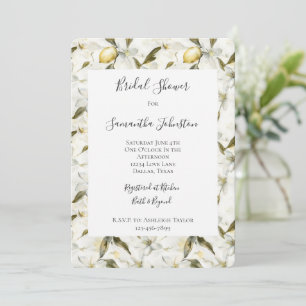 Convite Chic Sicilian Summer Lemons Floral Chá de panela