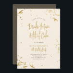 Convite Chic Simple Dourado Glitter Confetti aniversário d<br><div class="desc">Confetti aniversário de 30 anos Confetti Simples Glitter Simples Chic. Apresentando confete falsa dourado ao redor da borda com "Bebidas,  Música e Muito Bolo" em uma tipografia de script manuscrito em chic. Perfeito para qualquer festa de aniversário marco!</div>
