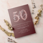 Convite Chic Simple Minimalist Burgundy 50º aniversário<br><div class="desc">Simples Chic Minimalist Burgundy 50º Convite de Aniversário</div>