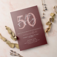 Chic Simple Minimalist Burgundy 50º aniversário