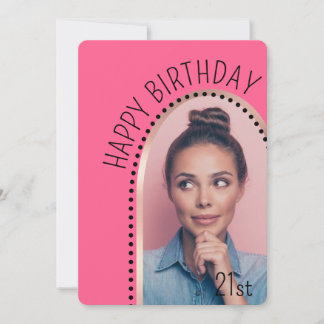 Convite Chic Simples Qualquer Foto De Arco Dourado De Rosa