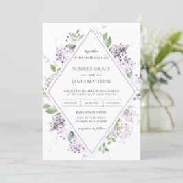 Convite Chic Soft Lilac Purple Floral Greenery Casamento I