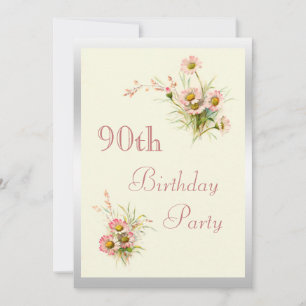 Convite Chic Spring Flowers 90 Birthday
