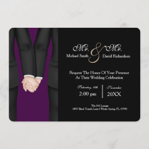 Convite Chic Sr. Celebração de Casamento de Casais & Tuxed