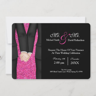 Convite Chic Sr. Celebração de Casamento de Casais & Tuxed