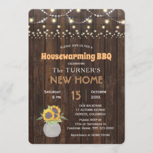 Convite Chic Sunflower String Luzes Festa de Aquecimento F