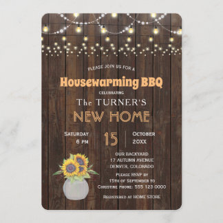 Convite Chic Sunflower String Luzes Festa de Aquecimento F