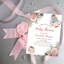 Convite Chic Tea Cup Floral Chá de fraldas