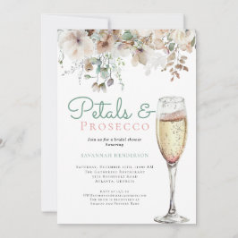 Convite Chic Teal Petals e Prosecco Floral Chá de panela