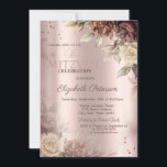 Convite Chic Terracotta Rosa Bat Mitzvah<br><div class="desc">Um convite moderno,  chico e glamouroso com rosas de terracota em fundo rosa-ouro.</div>