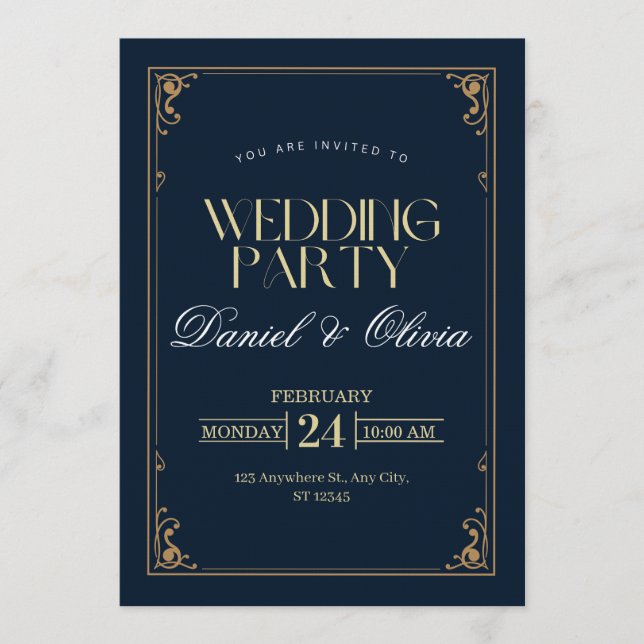 Convite Chic & Timeless Wedding Invitation – Customizable  (Frente)