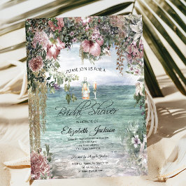 Convite Chic Tropical Flowers Ocean
