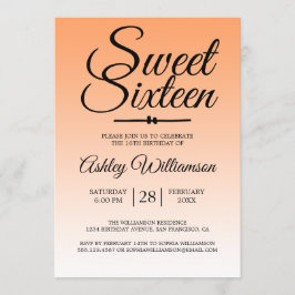Convite Chic Tropical Orange Ombre Sweet 16 16º aniversári