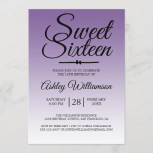 Convite Chic Tropical Purple Ombre Sweet 16 16º Aniversári