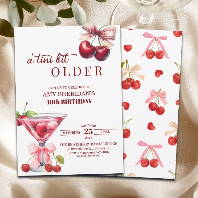 Convite Chic Um Tini Bit Mais Velha Martini de Cereja 48º  (Criador carregado)