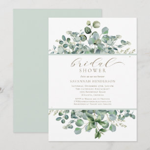 Convite Chic Verde Sage Floral Chá de Noiva Editável