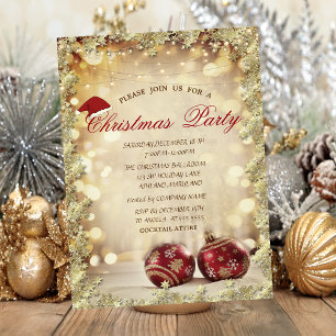 Convite Chic Vermelho Balle de Natal, Estrelas Companhia d