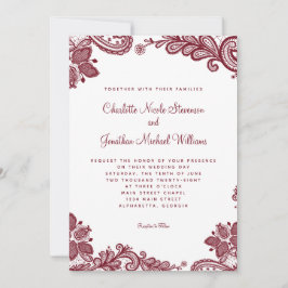 Convite Chic Vermelho Branco Personalizado De Casamento De