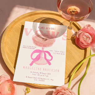 Convite Chic Vino Antes dos Votos Rosa Bridal Shower